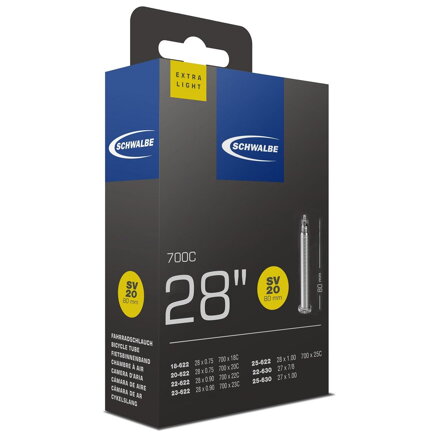 SCHWALBE Duša SV20 700x18/28C FV 80mm (18/28-622) 65g Exlight