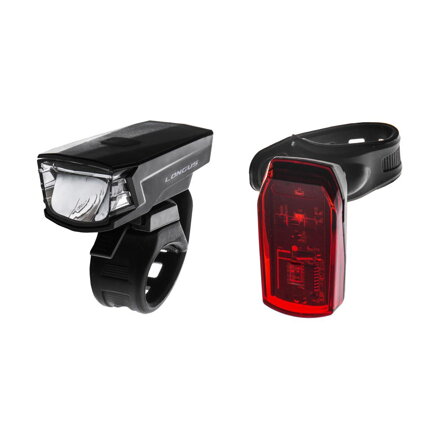 LONGUS Svetlá set SINGLE 1+1LED 2f/2f USB/bat čierne