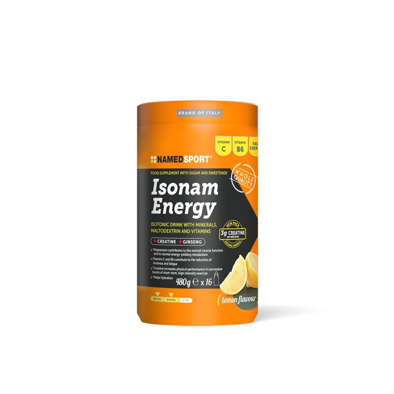 NAMEDSPORT Nápoj ISONAM ENERGY+3g kreatín citrón 480g NAMEDSPORT Nápoj ISONAM ENERGY+3g kreatín citrón 480g